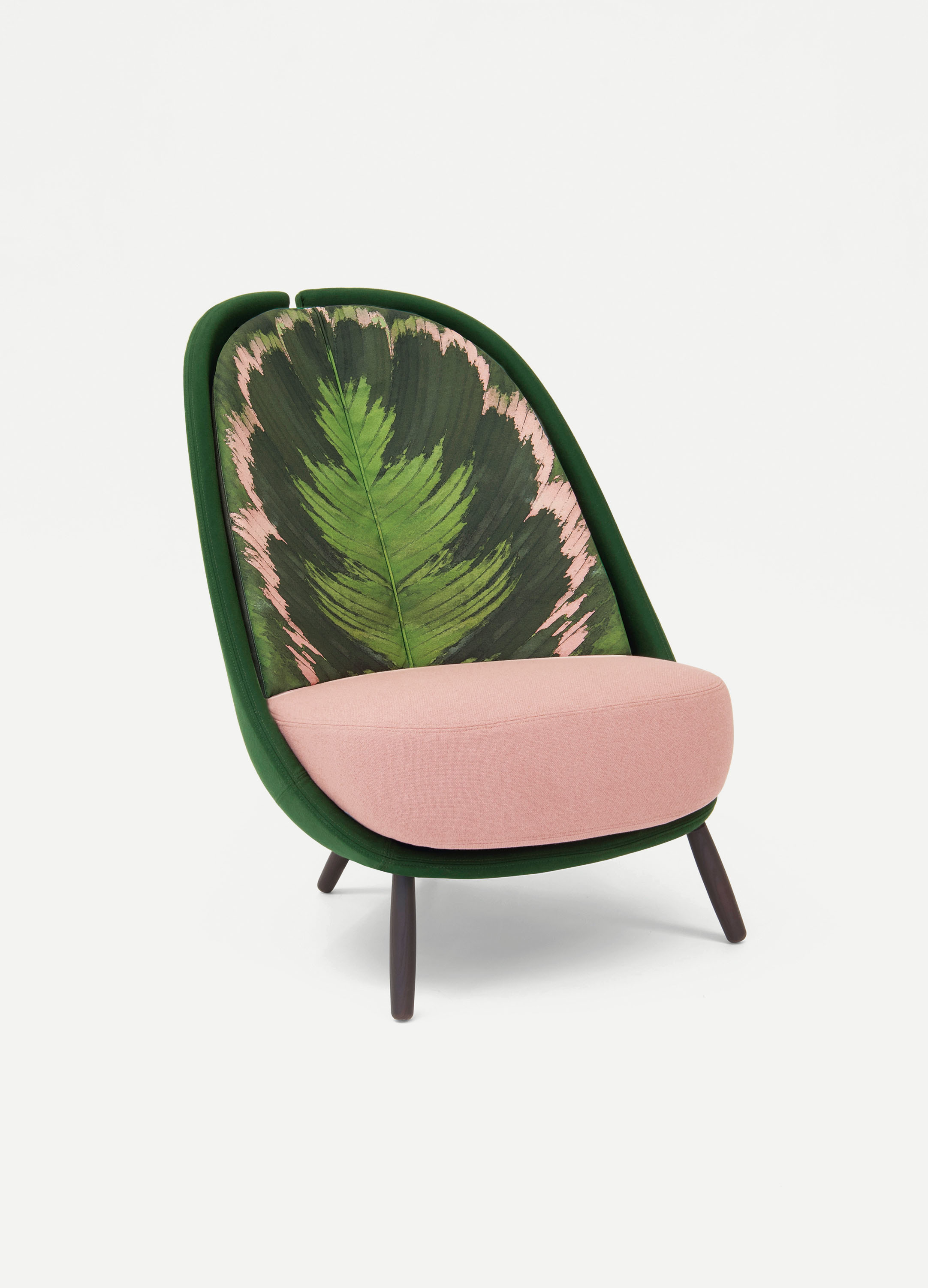 calatea poltrona con stampa foglie, moderna design cristina celestino vince il german design award 2019