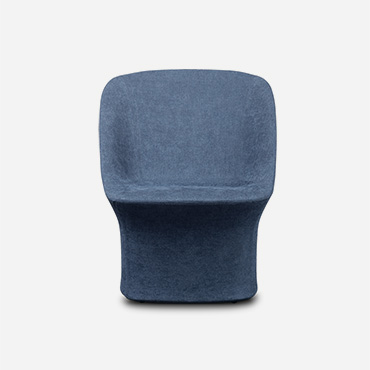poltrona esse lounge con tessuto azzurro e basamento girevole con meccanismo di ritorno design Philippe Tabet per Pianca