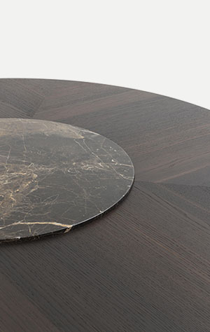 Ettore table detail of lazy susy Pianca designed by Calvi Brambilla