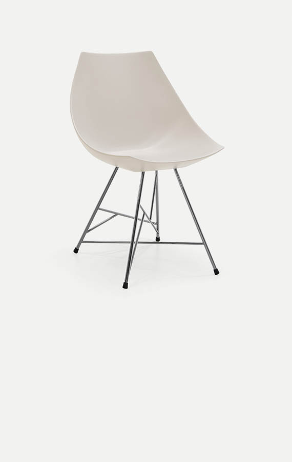 sedia gamma con seduta in poliuretano bianco con gambe in tubolare pianca