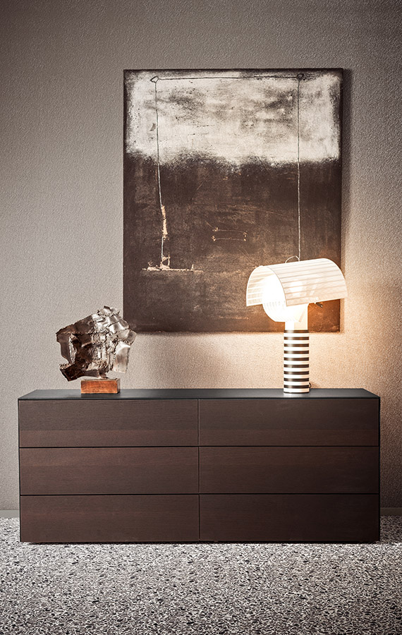 norma casegood with structure in leather and wood doors Pianca