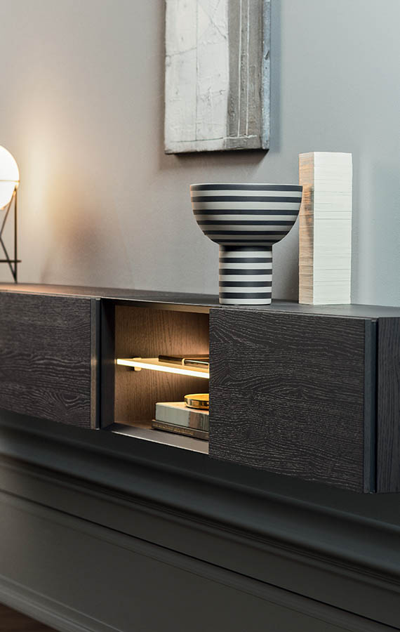 contenitore a parete sospeso in legno rovere grigio pianca