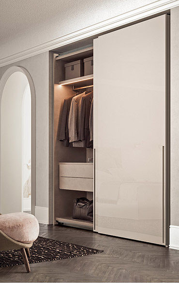 wardrobe with flush sliding door tratto matt lacquered