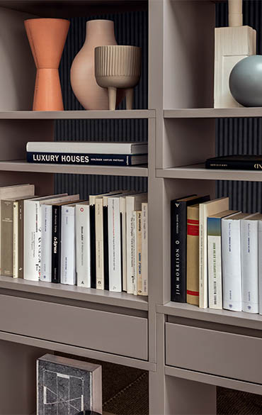 libreria composta con moduli ad incastro design ferruccio laviani per pianca