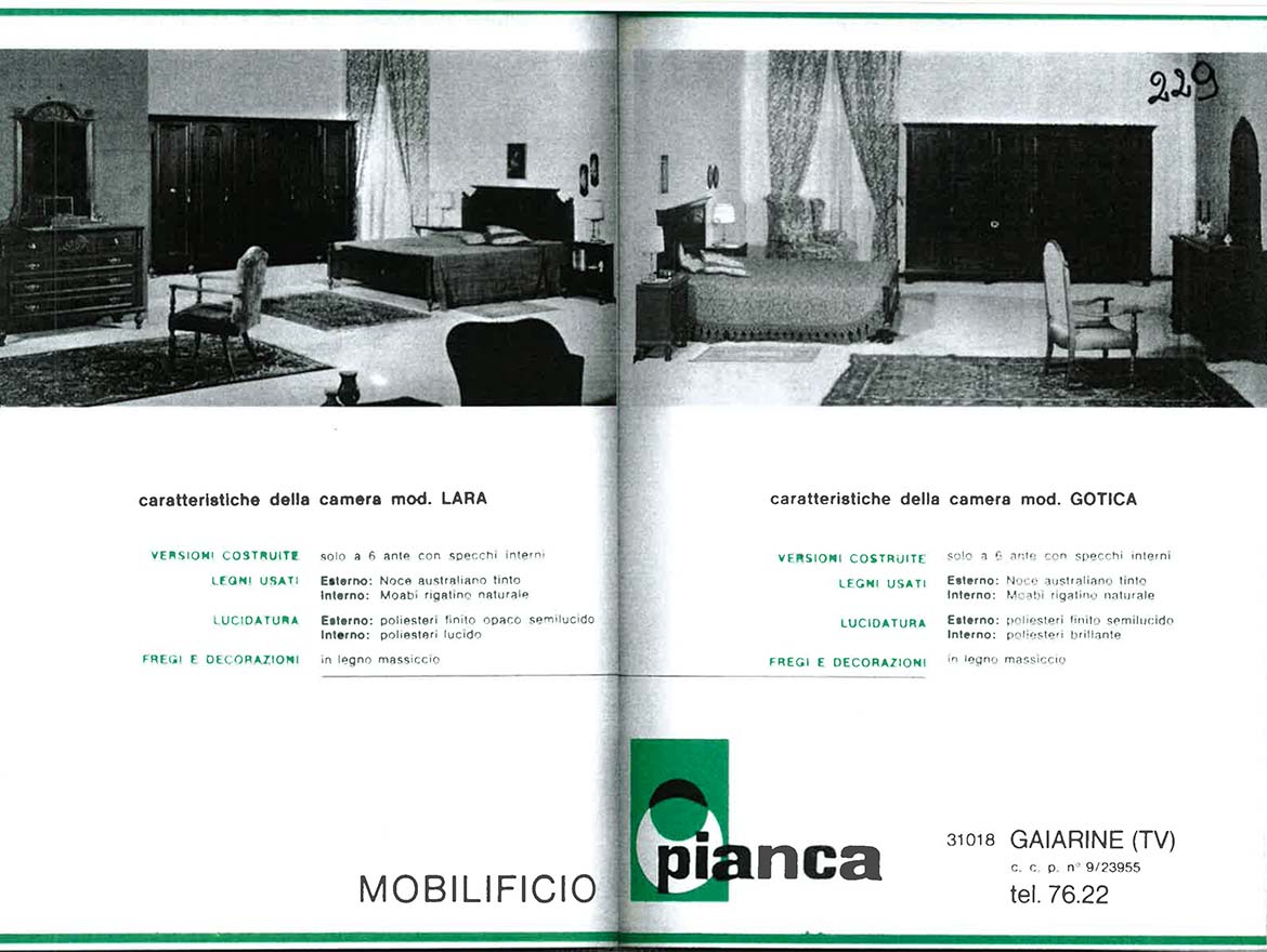 1971 Consapevole del ruolo del design, Pianca partecipa al primo Salone del Mobile: è l’inizio di una presenza ininterrotta fino a oggi.