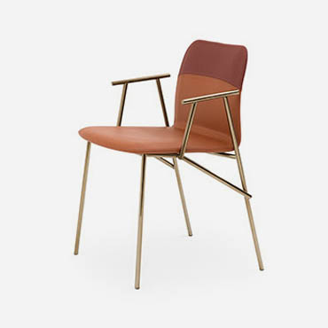 alunna sedia con braccioli, struttura in metallo bronzo design emilio nanni per pianca