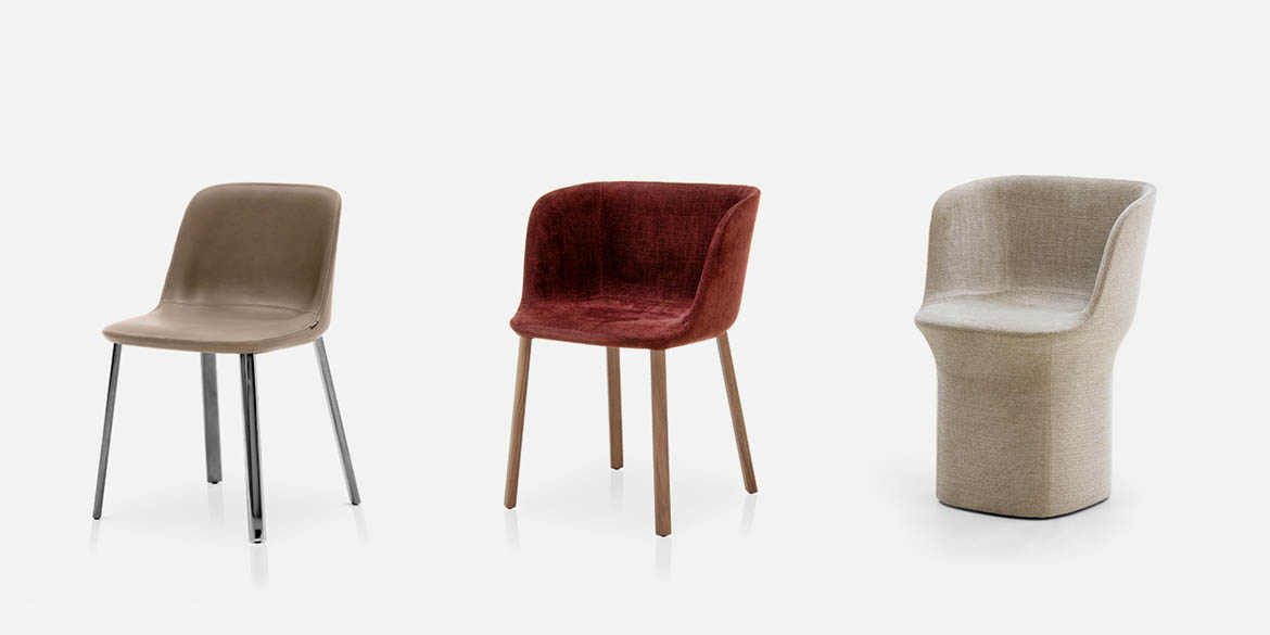 esse famiglia di sedie imbottite di design pianca