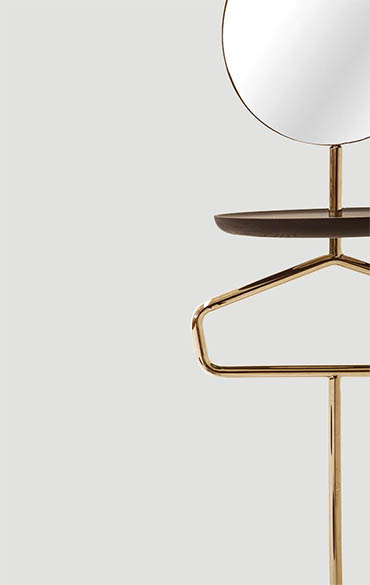 vallet stand with mirror and hanger in bronzo color design cmp studio pianca
