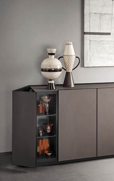 cornice sideboard with doors in synthetic leather pianca