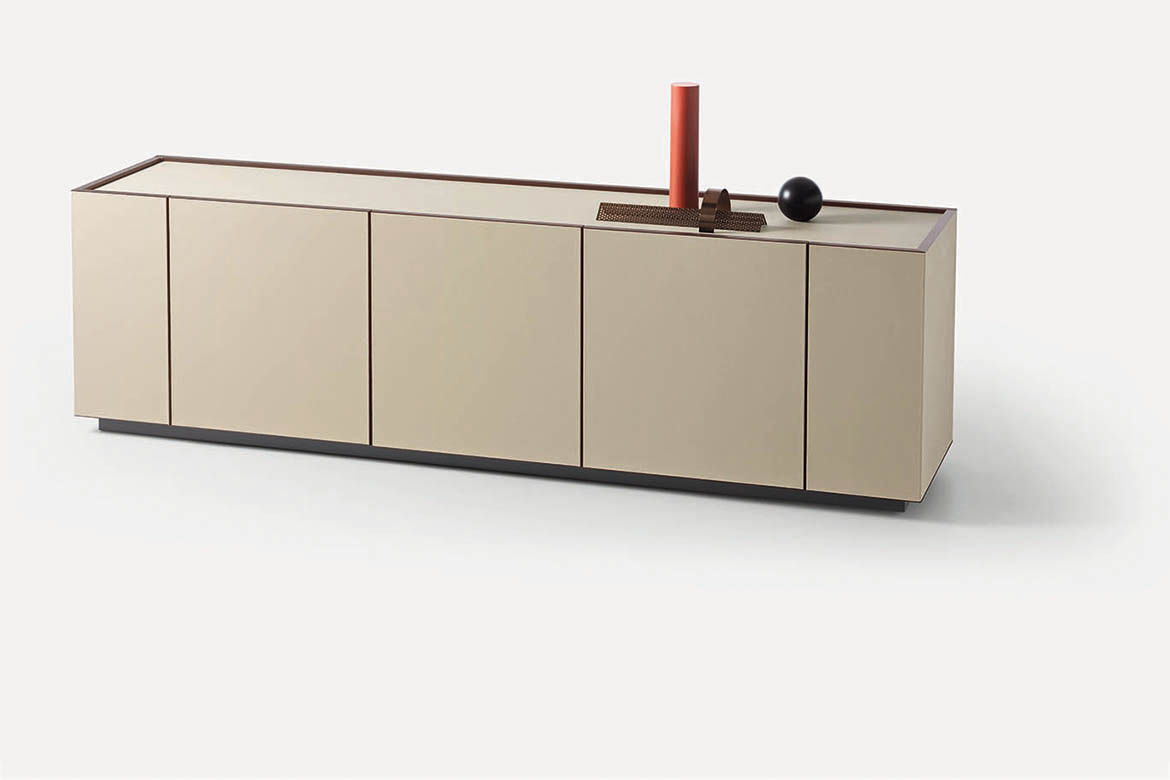 sideboard with doors in white synthetic leather pianca