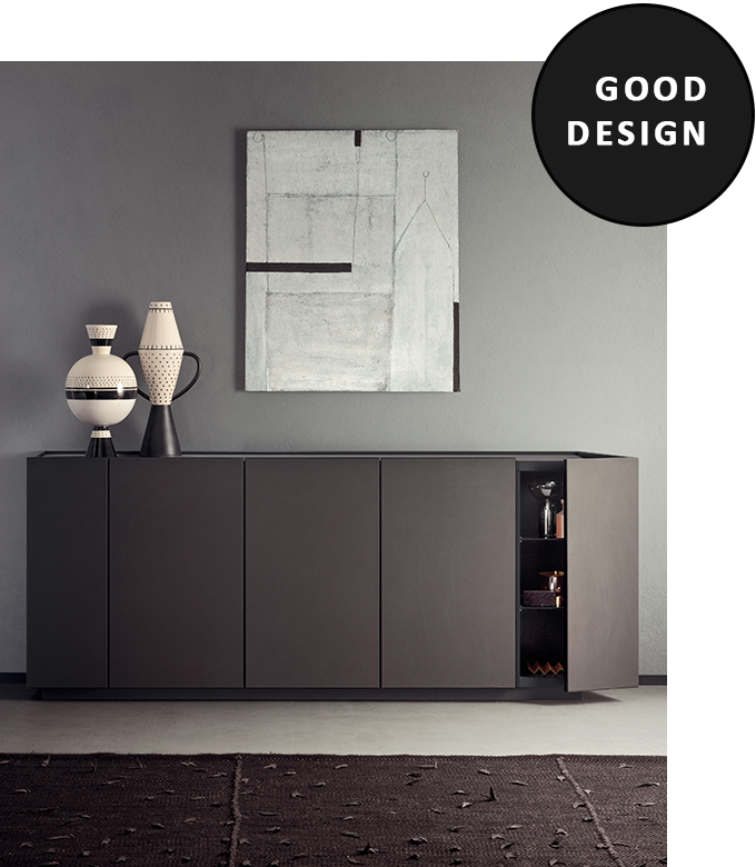 madia cornice con apertura a scrigno ante in pelle sintetica vince il premio good design award 2020