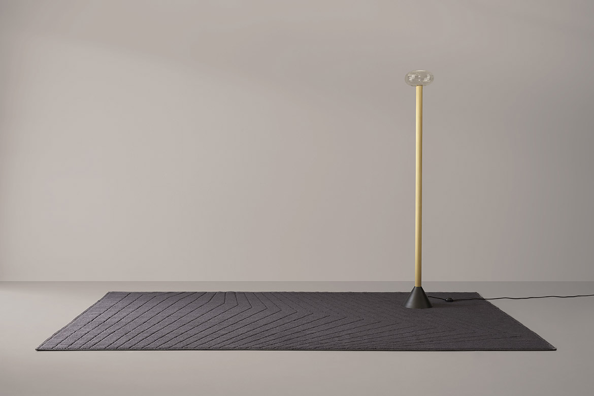 Pedra rug and milu floor light with dimmable led design made in italy