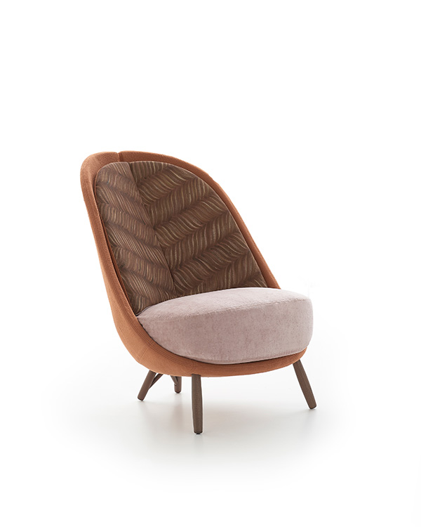 poltrona moderna con disegno a mano di foglie design Cristina Celestino per Pianca