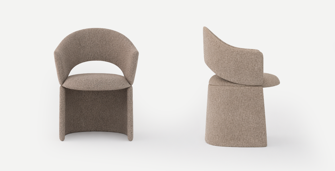 Dafne, sedia moderna imbottita, design Philippe Tabet