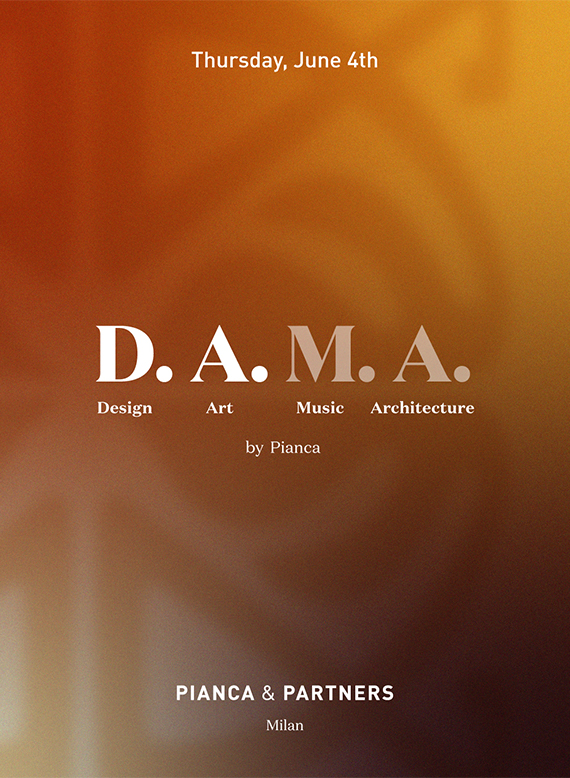 Invitation to D.A.M.A. by Pianca for the Design and Art events at the Pianca&Partners showroom in Milan